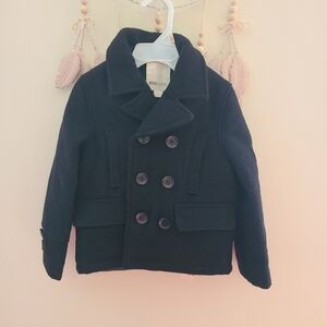 Diesel Black Peacoat Double-Breasted Wool Size 4T - Black EUC